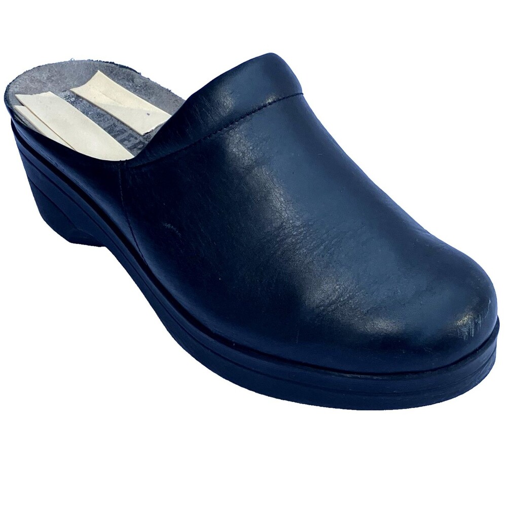 Mephisto Clog Mule Slide Leather 38 7 7.5 Satty Black 03553 Nurse Ortho Comfort